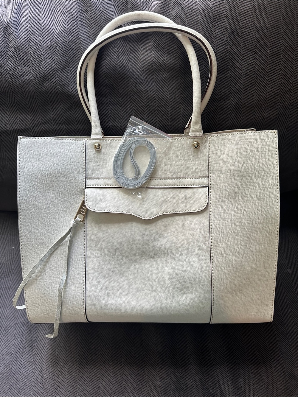 Rebecca Minkoff White Structured Tote Bag with Double Handles